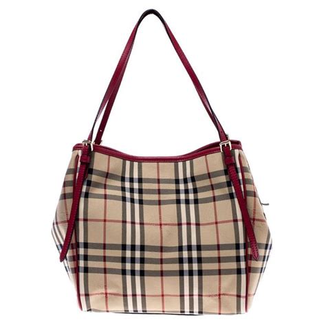 burberry small haymarket check canterbury tote bag red